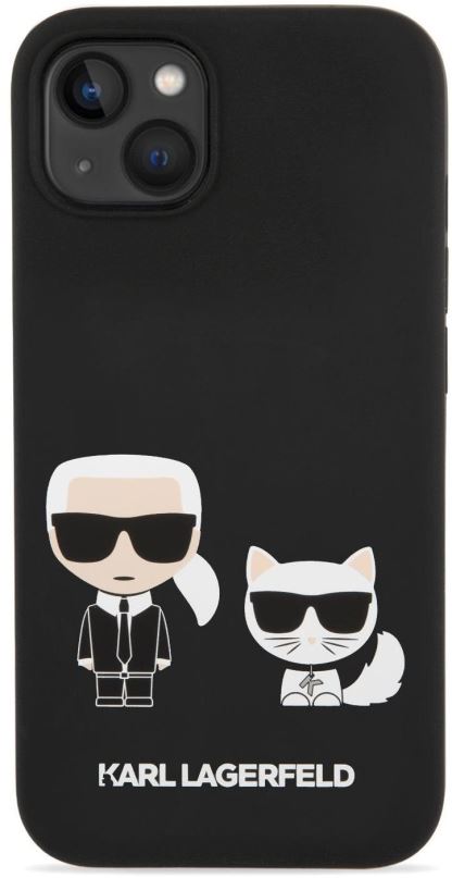 Kryt na mobil Karl Lagerfeld MagSafe Kompatibilní Kryt Liquid Silicone Karl and Choupette pro iPhone 14 Black