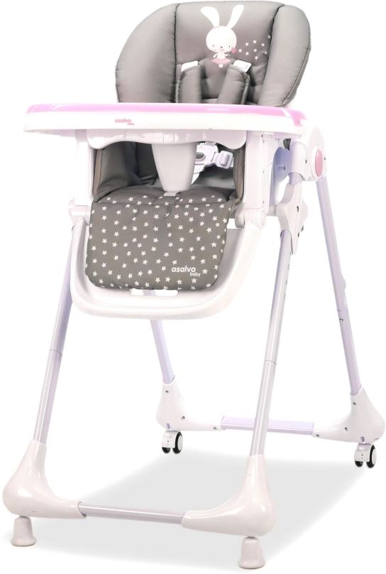 Jídelní židlička ASALVO Baby jídelní židle rabbit pink