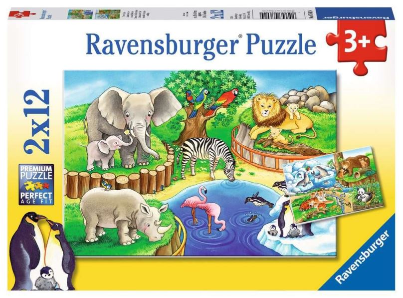 RAVENSBURGER Puzzle Zvířátka v zoo 2x12 dílků