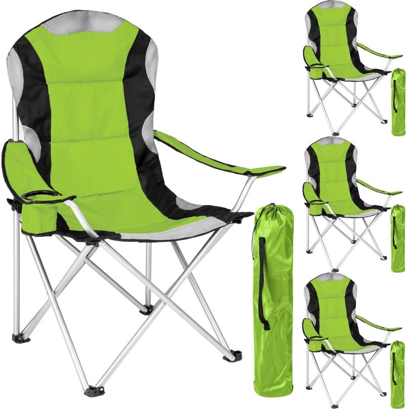 Kempingové křeslo 4 Kempingové židle polstrované zelené