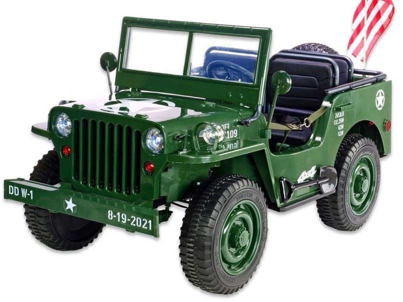 Dětské elektrické auto Jeep Willys s 2,4G, 4x 120W / 24V, 3 místný, green army