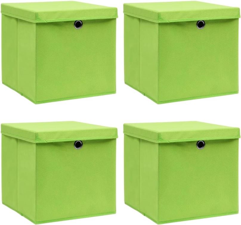 Úložný box Úložné boxy s víky 4 ks zelené 32 x 32 x 32 cm textil