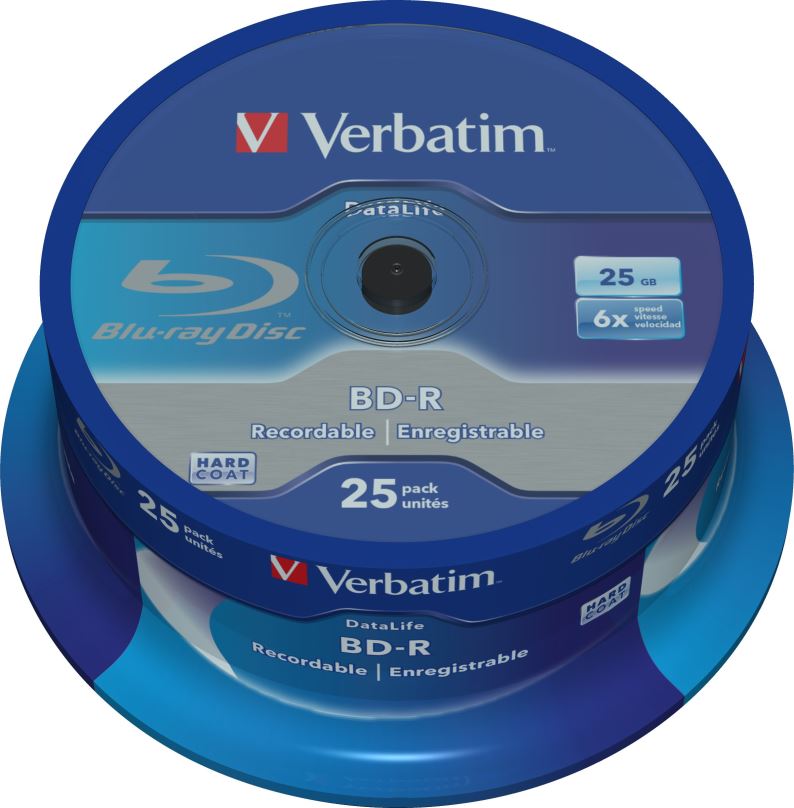 Média VERBATIM BD-R SL DataLife 25GB, 6x, spindle 25 ks