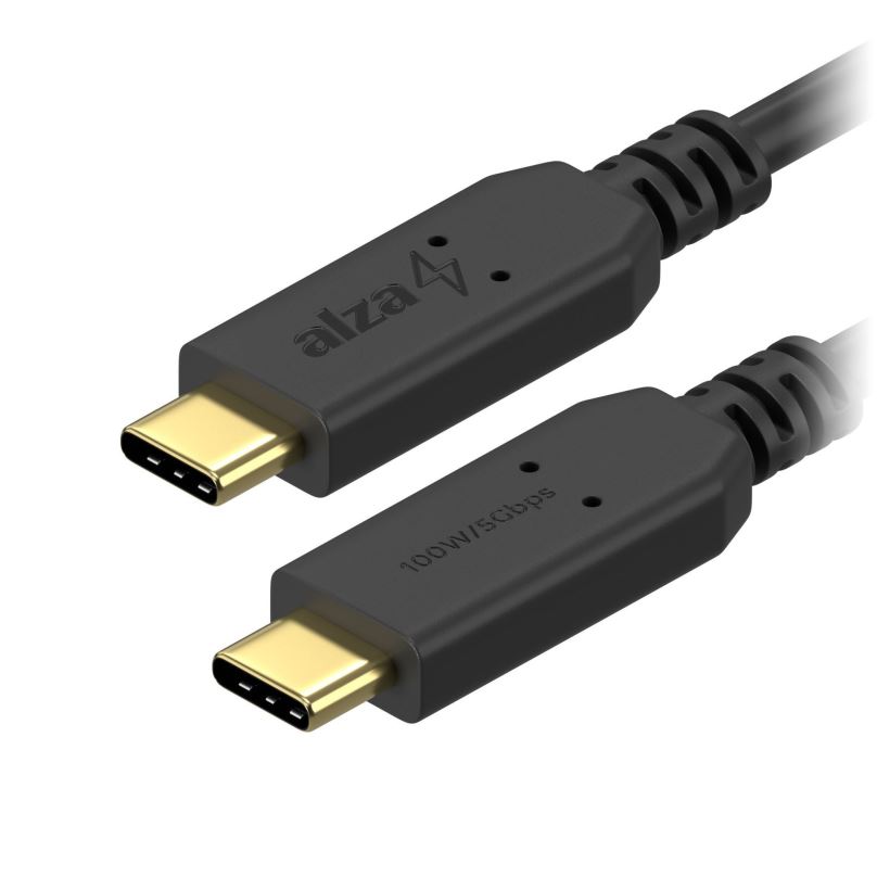 Datový kabel AlzaPower Core USB-C / USB-C 3.2 Gen 1, 5A, 100W, 0.5m černý