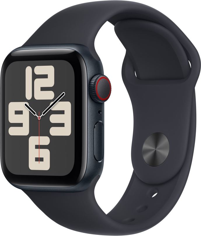 Chytré hodinky Apple Watch SE Cellular 40mm Temně inkoustový hliník s temně inkoustovým sportovním řemínkem - S/M