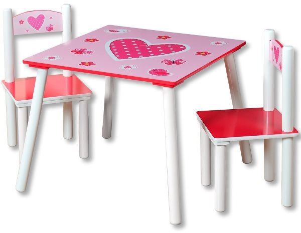 Dětský nábytek Kesper Sada dětský stolek se dvěmi židlemi růžový