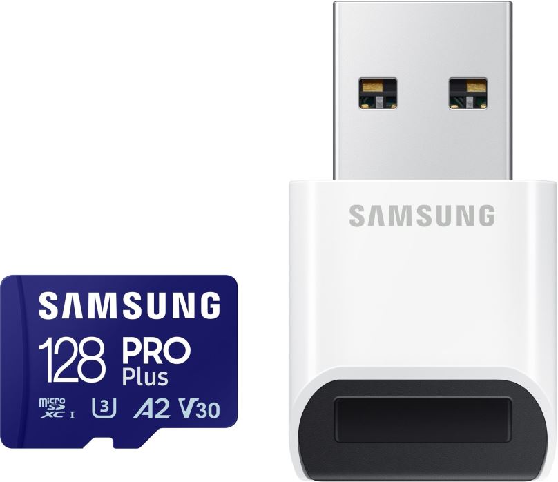 Paměťová karta Samsung MicroSDXC 128GB PRO Plus + USB adaptér (2023)
