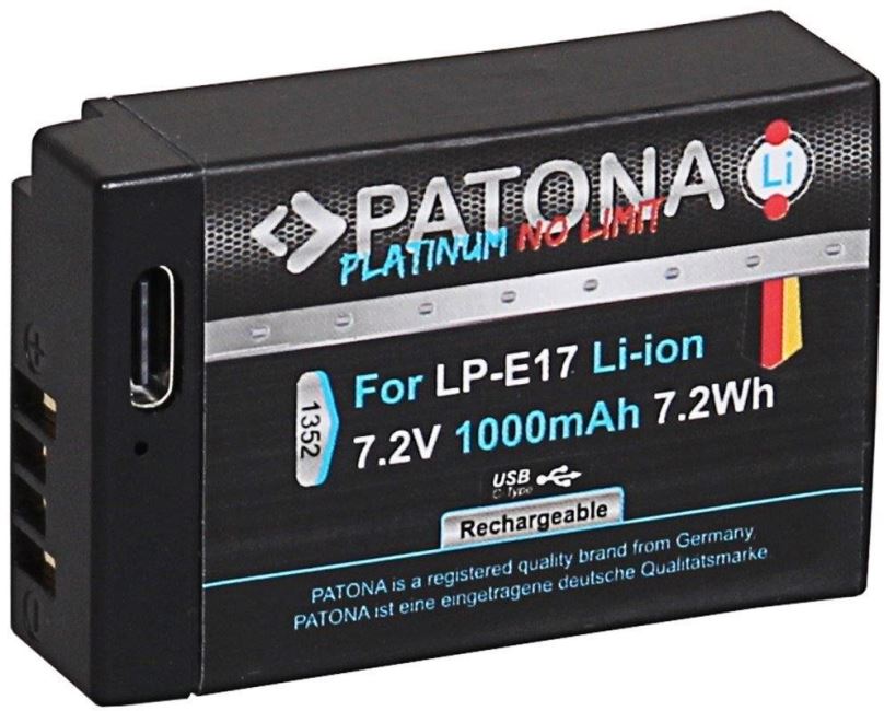 Baterie pro fotoaparát PATONA baterie pro Canon LP-E17 1000mAh Li-Ion Platinum USB-C nabíjení
