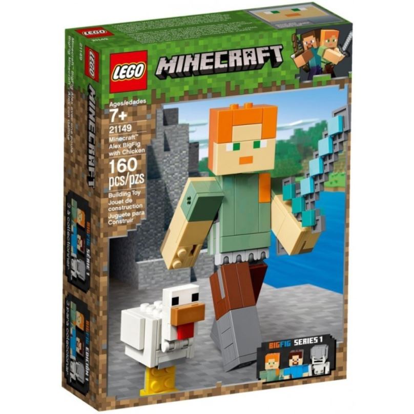 Stavebnice LEGO Minecraft 21149 Minecraft velká figurka: Alex s kuřetem