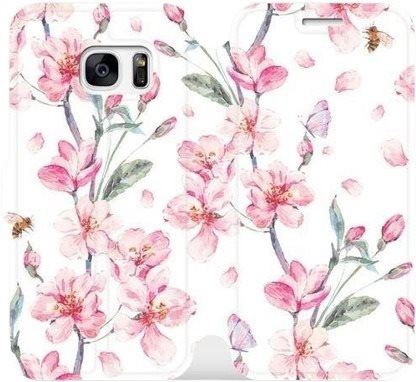 Kryt na mobil Flipové pouzdro na mobil Samsung Galaxy S7 - M124S Růžové květy