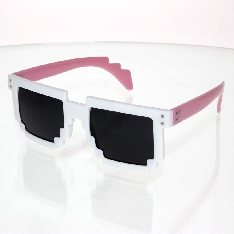 Sluneční brýle OEM Sluneční brýle hranaté Robot bílo-růžové