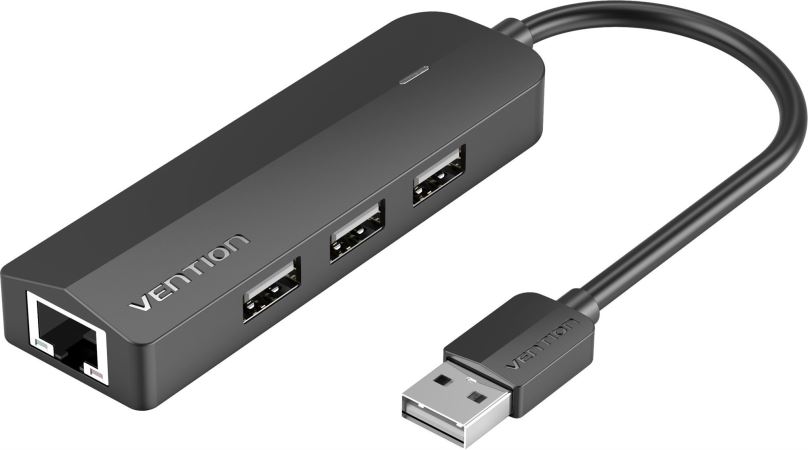 Replikátor portů Vention 3-Port USB 2.0 Hub with 100Mbps Ethernet Adapter 0.15M Black