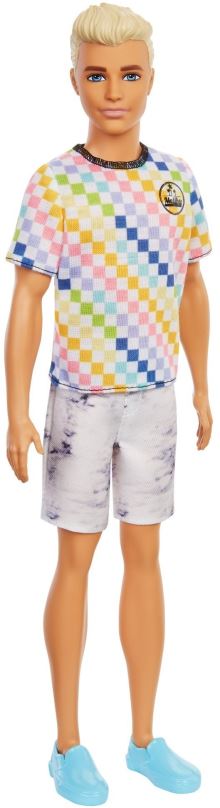 Panenka Barbie model Ken - kostkované tričko a kraťasy
