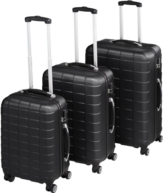 Sada kufrů 3 Cestovní kufry na kolečkách černé