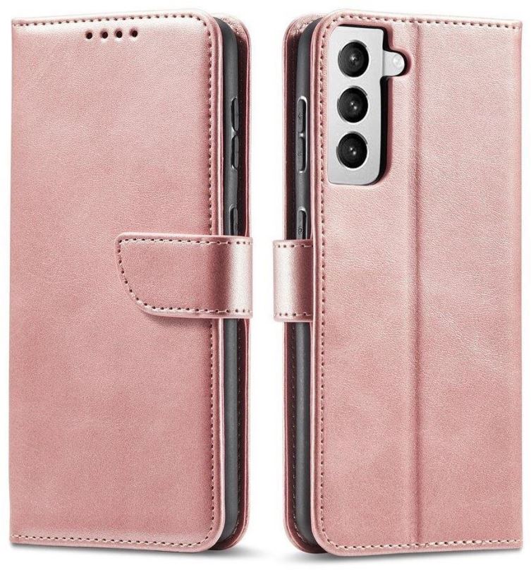 Pouzdro na mobil Magnet knížkové kožené pouzdro na Samsung Galaxy S22 Ultra, růžové