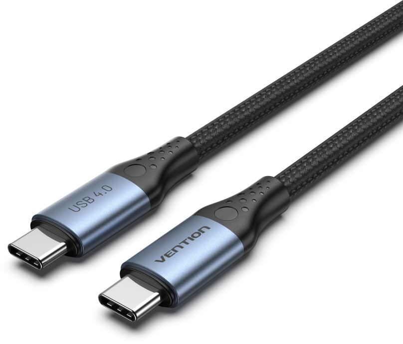Datový kabel Vention Cotton Braided USB-C 4.0 5A Cable 1m Gray Aluminum Alloy Type