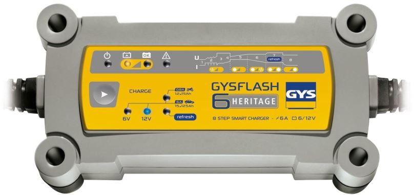 Nabíječka autobaterií GYS Gysflash 6A HERITAGE, 6/12 V, 1.2-125 Ah, 6 A