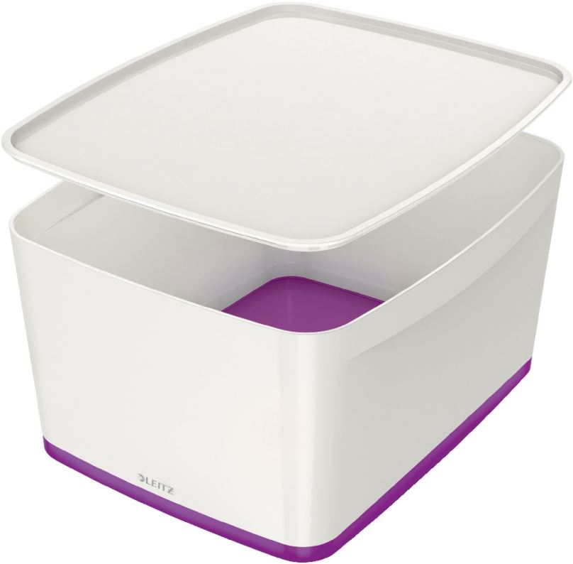 Úložný box Leitz WOW MyBox, velikost L, bílá/fialová