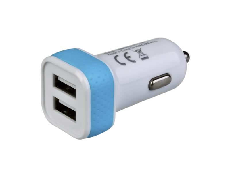AVACOM nabíječka do auta se dvěma USB výstupy 5V/1A - 2,1A, bílo-modrá barva