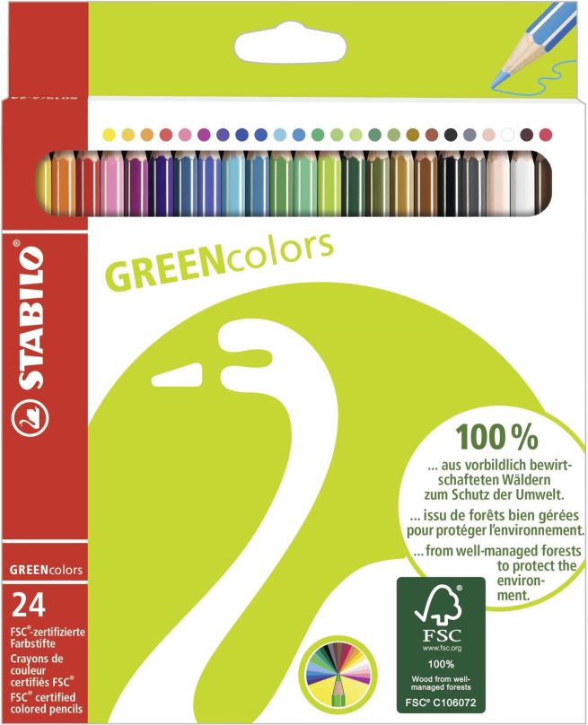 Pastelky STABILO GREENcolors pouzdro 24 barev