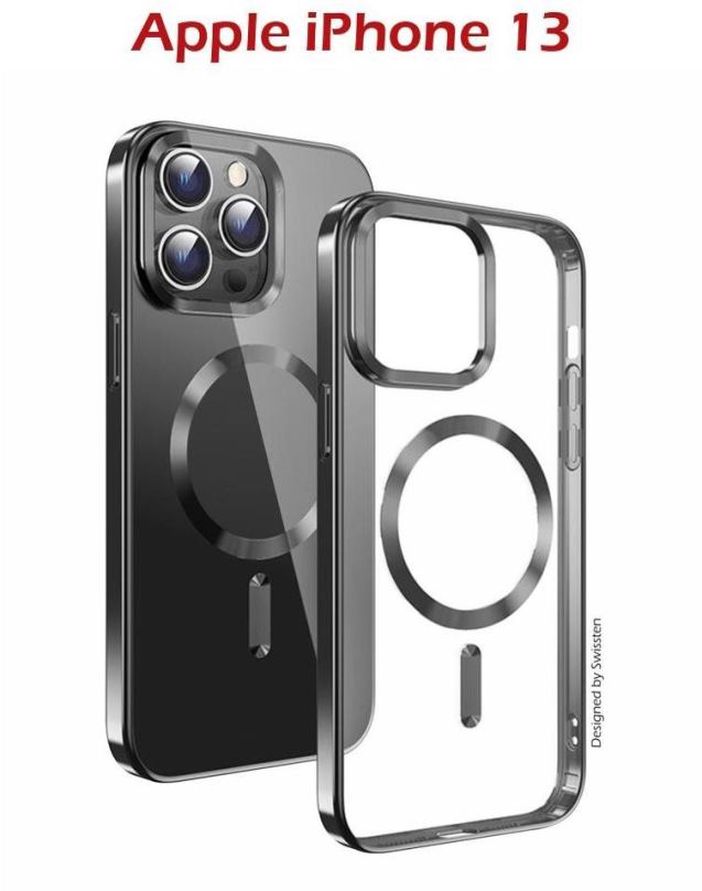 Kryt na mobil Swissten Clear Jelly MagStick Metallic pro iPhone 13 černé