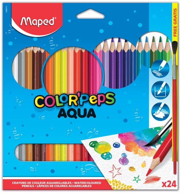 Pastelky MAPED Color Peps Aqua, 24 barev