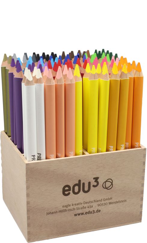 EDU3 Prime Jumbo trojhranné pastelky H96, tuha 6,25 mm, 22 barev ve stojanu ze dřeva
