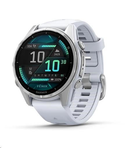 Chytré hodinky Garmin Fenix 8 43mm AMOLED Silver/Whitestone Band