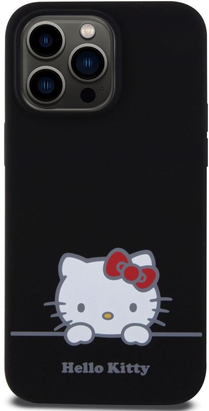Kryt na mobil Hello Kitty Liquid Silicone Daydreaming Logo Zadní Kryt pro iPhone 15 Pro Max Black
