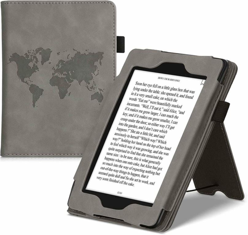 Pouzdro na čtečku knih KW Mobile - Travel Outline - KW5022205 - Pouzdro pro Amazon Kindle Paperwhite 4 (2018) - šedé