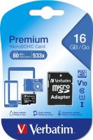 Paměťová karta Verbatim MicroSDHC 16GB Premium + SD adaptér