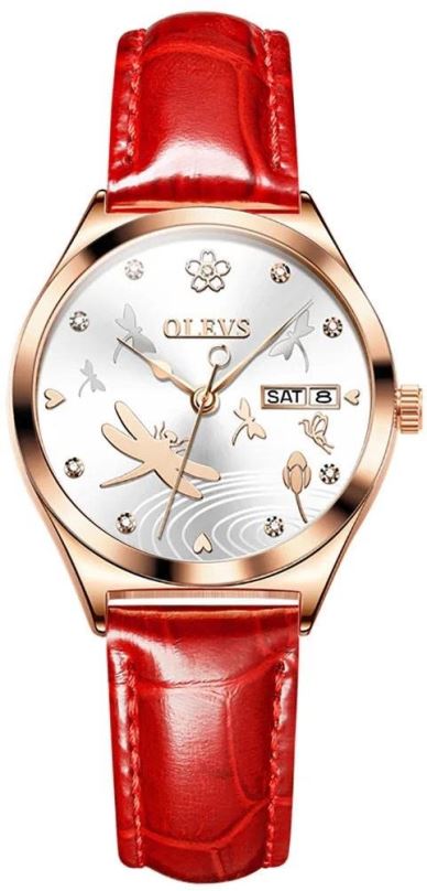 Dámské hodinky OLEVS Red Dragonfly 6611