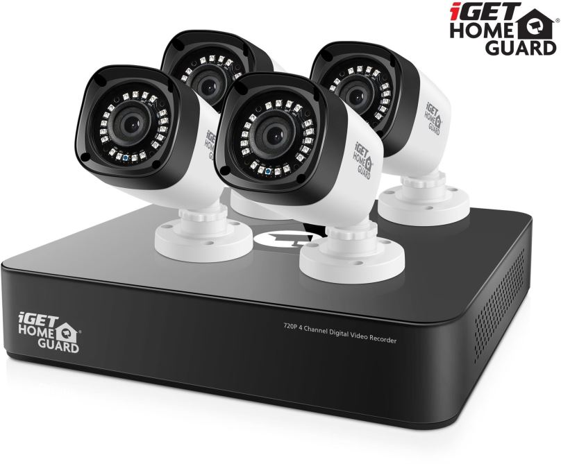 Kamerový systém iGET HOMEGUARD HGDVK46704P, 4-kanálový HD DVR + 4x kamera HD720p, IP66, noční vidění