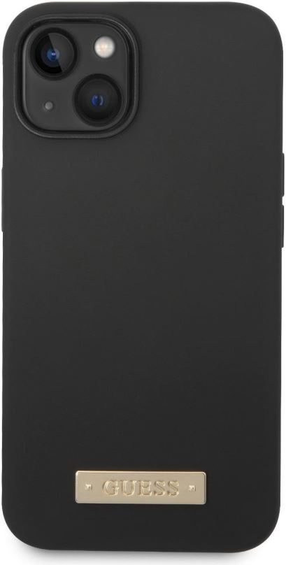Kryt na mobil Guess Silicone Metal Logo MagSafe Kompatibilní Zadní Kryt pro iPhone 14 Black