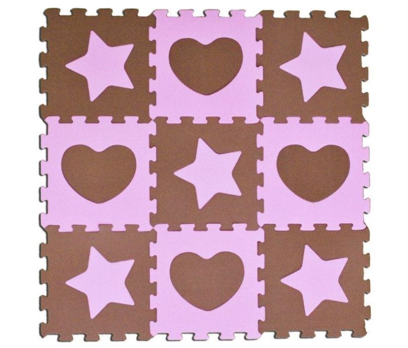 Pěnové puzzle Sun Ta Toys Pěnové puzzle Hvězdy a srdce růžové S4 (30x30)