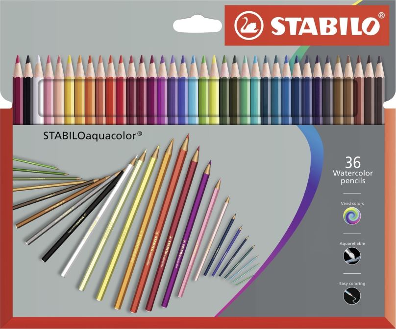 Pastelky STABILOaquacolor kartonové pouzdro Premium 36 barev