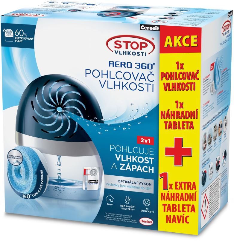 Pohlcovač vlhkosti STOP VLHKOSTI AERO 360° modrý + 2 tablety