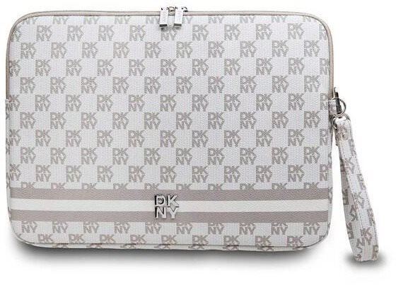 Pouzdro na notebook DKNY PU Leather Checkered Pattern and Stripe 13/14" Beige