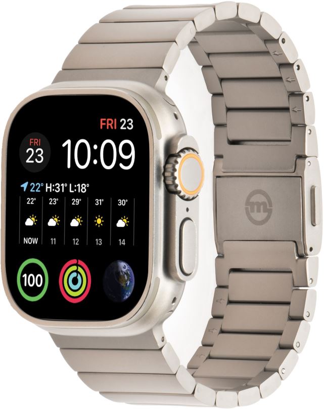 Řemínek Mobile Origin Watch Titanium Band Silver Apple Watch 49mm/45mm/44mm/42mm