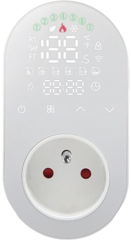 Chytrá zásuvka MOES Smart Plug + Thermostat, Wi-Fi, White