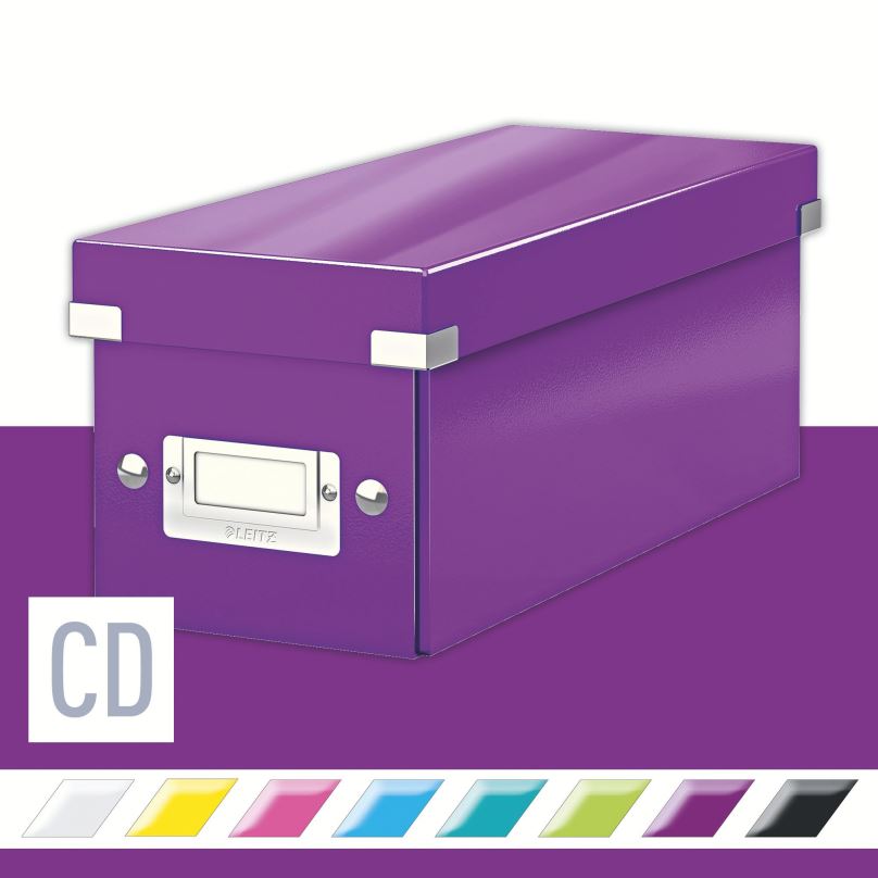 Archivační krabice LEITZ WOW Click & Store CD 14.3 x 13.6 x 35.2 cm, purpurová