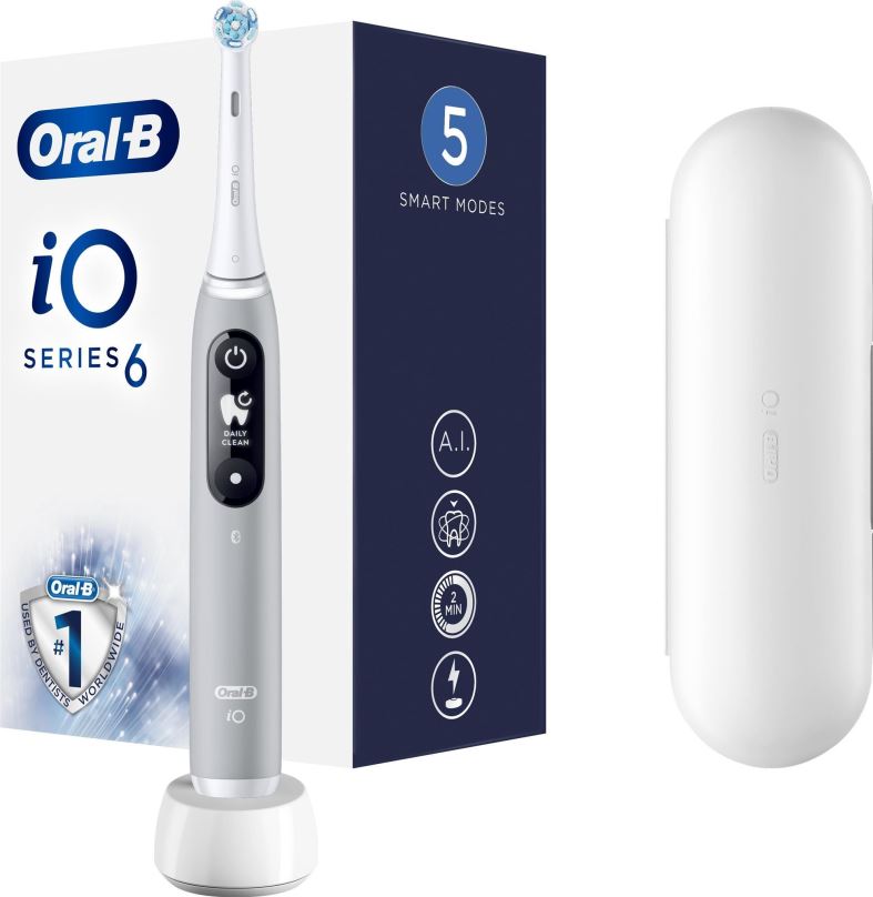 Elektrický zubní kartáček Oral-B iO Series 6 Grey Opal magnetický zubní kartáček