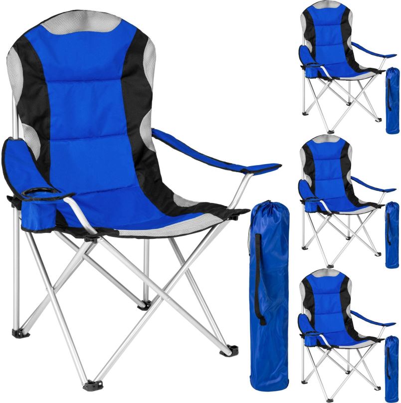 Kempingová židle 4 Kempingové židle polstrované modré