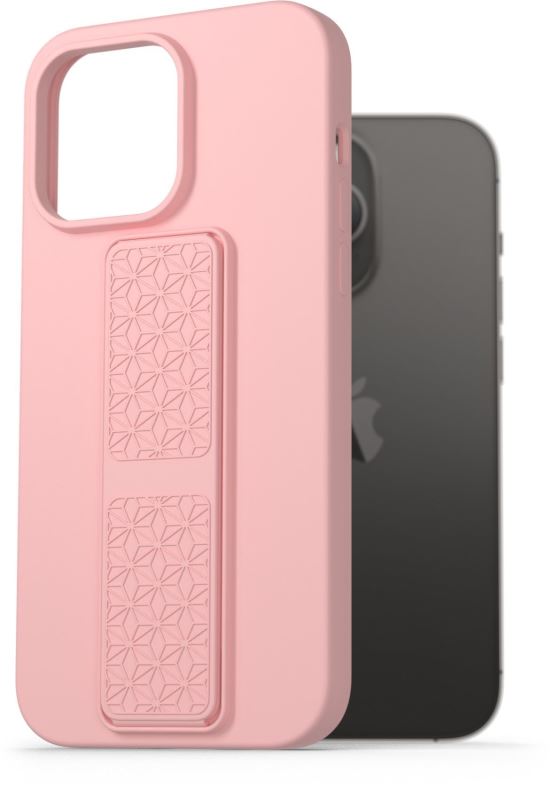 Kryt na mobil AlzaGuard Liquid Silicone Case with Stand pro iPhone 14 Pro Max růžové