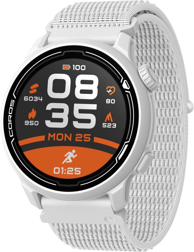 Chytré hodinky Coros PACE 2 Premium GPS Sport Watch White Nylon Band