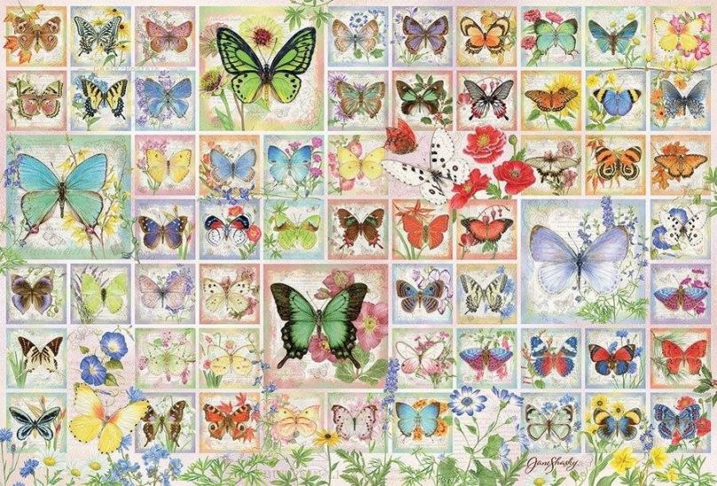 Puzzle Cobble Hill Puzzle Motýli a květy 2000 dílků