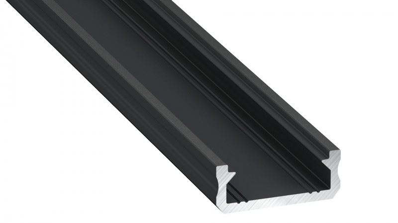 Hliníkový profil pro LED pásky "D", elox černý, 2m