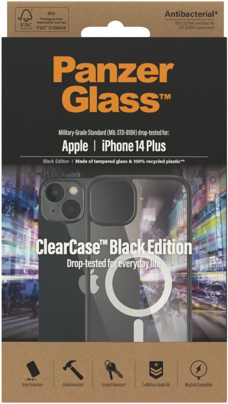 Kryt na mobil PanzerGlass ClearCase Apple iPhone 14 Plus (Black edition) s MagSafe