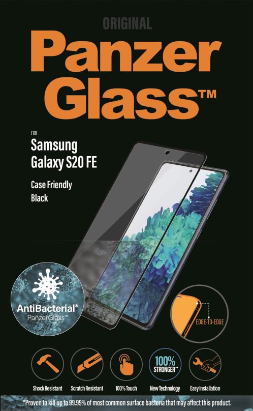 Ochranné sklo PanzerGlass Edge-to-Edge Antibacterial pro Samsung Galaxy S20 FE černé