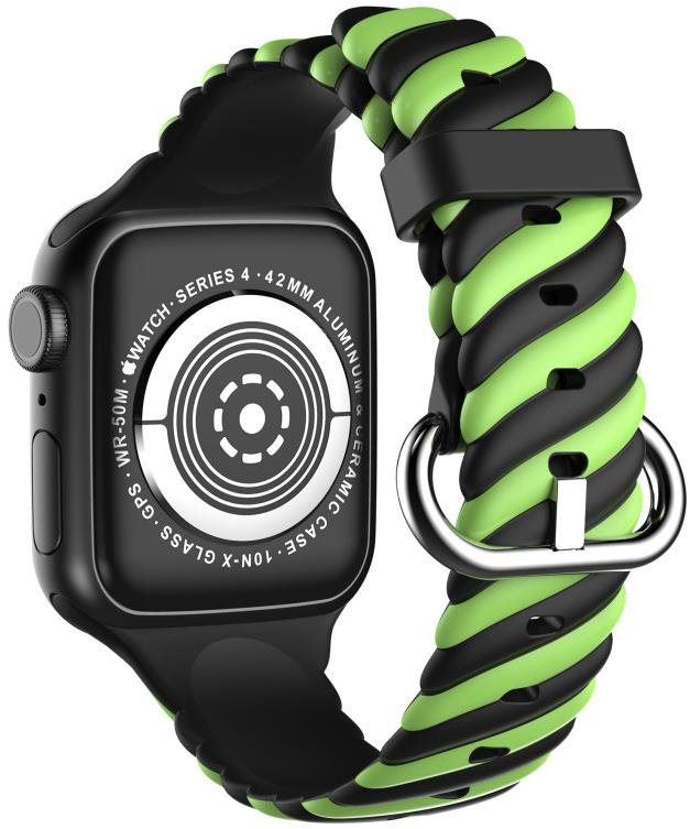 Řemínek Drakero Silikonový řemínek TWISTpro Apple Watch 42mm / 44mm / 45mm / Ultra 49mm černo-zelený